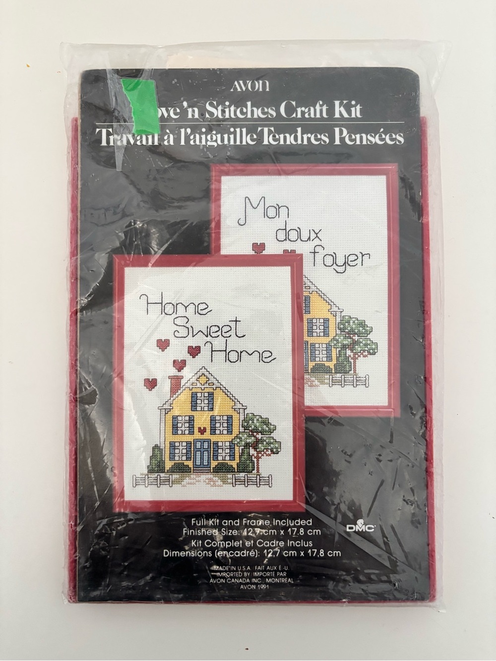 Avon Love 'n Stitches Cross Stitch Kit Yellow House with Red Accents